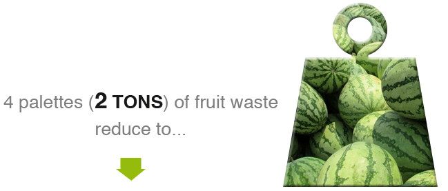 4 palettes - 2 tons - of fruit waste reduce to...